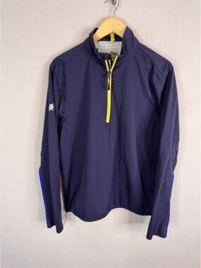 RLX Ralph Lauren Mens Quarter Zip Pullover Navy Blue Golf Jacket Stretch Medium